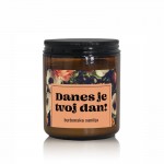 Darilna dišeča sveča z napisom in vonjem burbonske vanilije - Danes je tvoj dan!